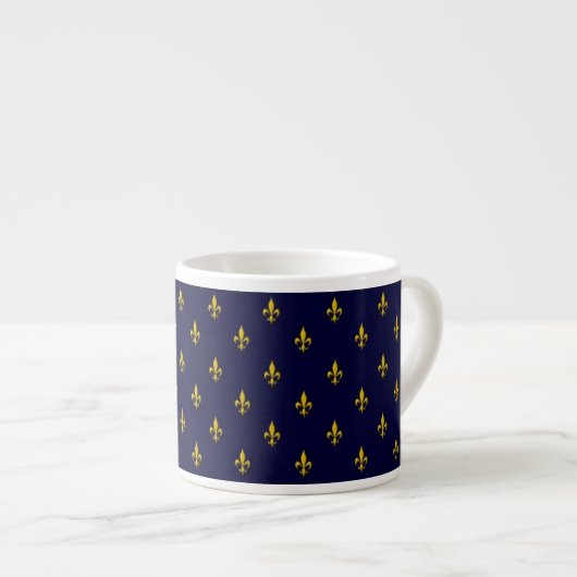 Tasse Expresso Royal Blue Fleur De Lis Pattern (Devant droit)