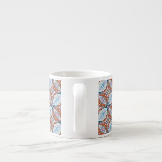 Tasse Expresso Rust unique, Turquoise, Bleu clair et rose Motif D (Dos)