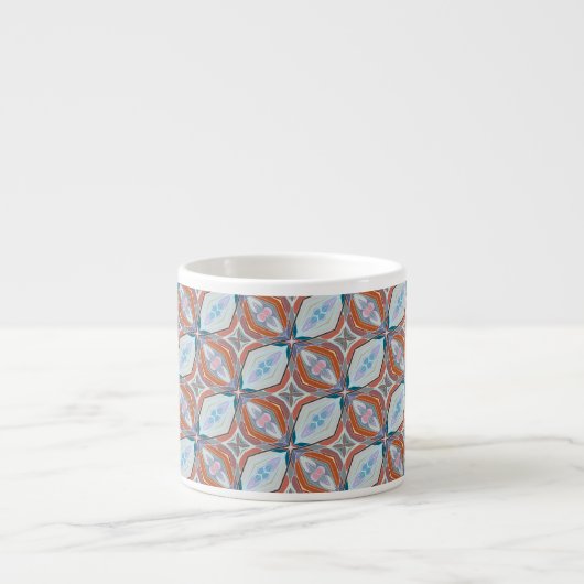 Tasse Expresso Rust unique, Turquoise, Bleu clair et rose Motif D (Devant)