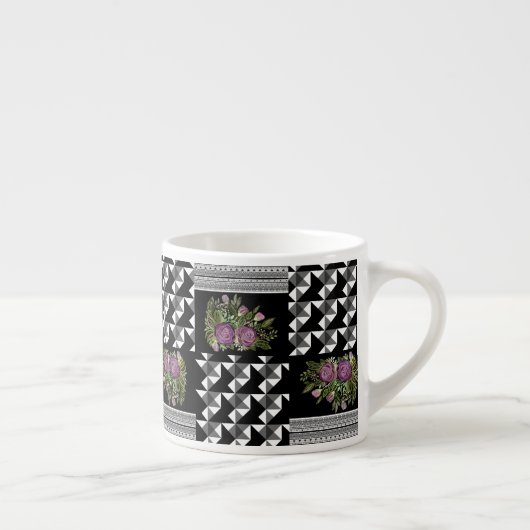 Tasse Expresso Rustique, patchwork, roses (Droite)