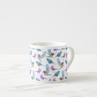 Tasse Expresso Safari d'aquarelle : Oiseaux (la personnaliser BG