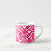 Tasse Expresso Saint-Valentin Motif Cœur Rose et Points de Fleurs (Droite)