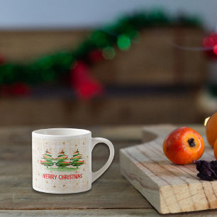 Tasse Expresso Sapins de Noël en lin – Cadeau de fêtes de fin d'a