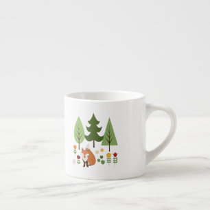 Tasse Expresso Scandinavian Style Fox Flowers Trees Illustration