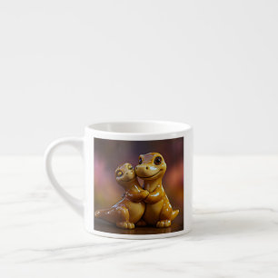 Tasse Expresso Scène de réconfort de dinosaure solidaire