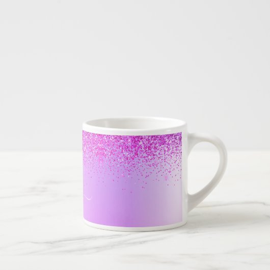 Tasse Expresso Script girly pailleté monogramme violet (Droite)