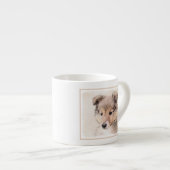 Tasse Expresso Shetland Sheepdog Puppy Peinture Chien original ar (Devant droit)