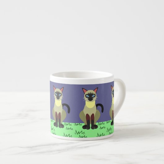 Tasse Expresso Siamese Cat in the Grass Espresso Cup – Feline Art (Devant droit)