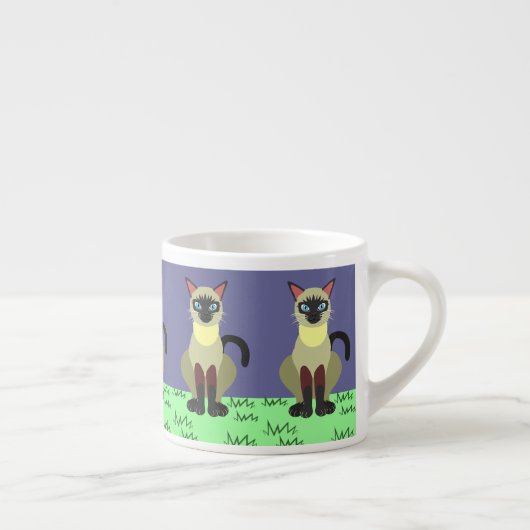 Tasse Expresso Siamese Cat in the Grass Espresso Cup – Feline Art (Droite)