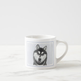 Tasse Expresso Sibérie Husky (noir et blanc) Peinture Chien Art
