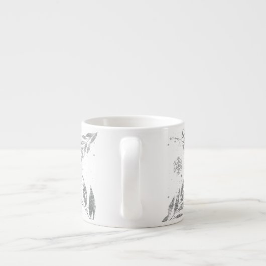 Tasse Expresso Silver Merry Christmas, Silver Leaves (Dos)