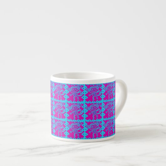 Tasse Expresso Singe mignonne Magenta Animal Turquoise Motif Enfa (Devant droit)