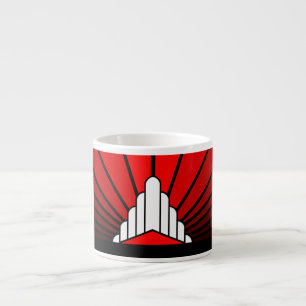 Tasse Expresso Soleil Art déco en rouge Bouchon de spécialités