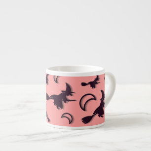 Tasse Expresso Sorcière volante entre la moitié de la lune à Hall