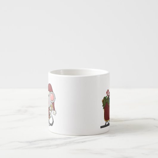 Tasse Expresso Souris de Père Noël avec le traîneau (Devant)