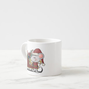 Tasse Expresso Souris de Père Noël avec le traîneau