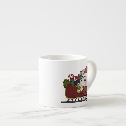 Tasse Expresso Souris de Père Noël avec le traîneau (Devant droit)