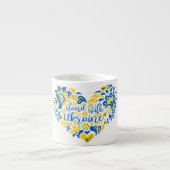 Tasse Expresso Soyez avec l'Ukraine lettrage et coeur (Devant)