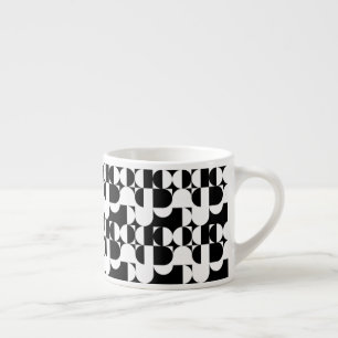 Tasse Expresso Style Bauhaus Noir Et Blanc Géométrique Rétro 