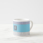 Tasse Expresso Stylish Blue Color White Mosaic Monogramme (Devant droit)