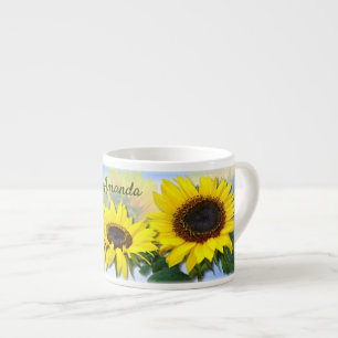 Tasse Expresso Sunny Sunflower Personnalisé Texte Personnalisé Ca