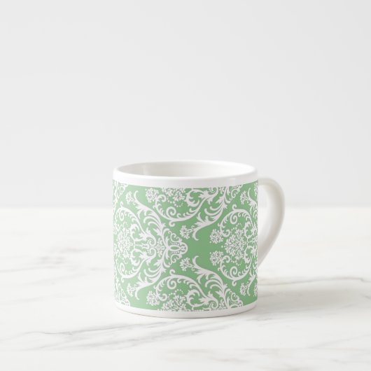 Tasse Expresso Superbe motif de Damas blanc (Devant droit)