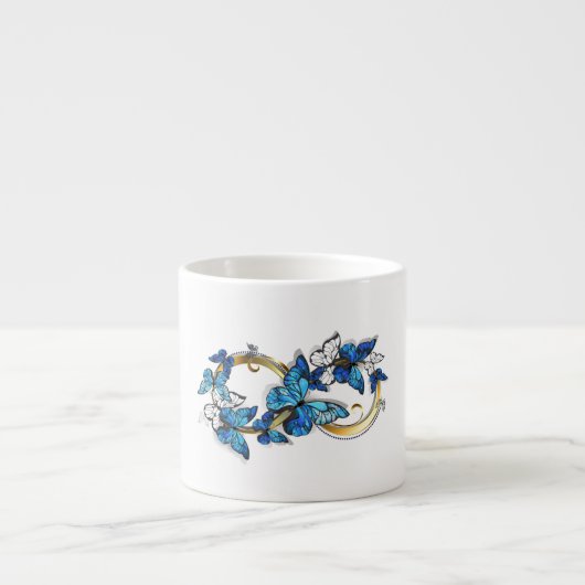 Tasse Expresso Symbole infini de papillons Morpho bleus (Devant)