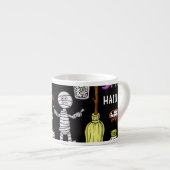 Tasse Expresso Symboles d'Halloween, thème vintage continu (Devant droit)