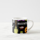 Tasse Expresso Symboles d'Halloween, thème vintage continu (Droite)
