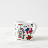 Tasse Expresso Symboles USA Vintage Motif sans couture (Devant droit)