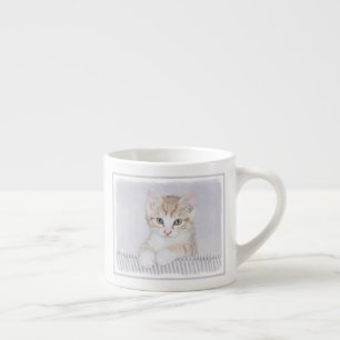Tasse Expresso Tabby Orange Kitten Peinture - Art Chat original