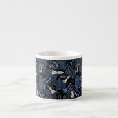 Tasse Expresso Termes et pièces d'échecs Argent et bleu ID784 (Devant)