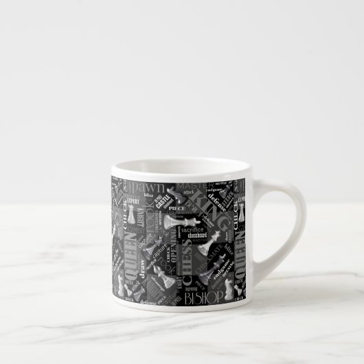 Tasse Expresso Termes et pièces d'échecs noir et blanc ID784 (Droite)