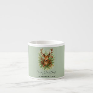 Tasse Expresso Tête de cerf de la forêt rustique avec feuillage d