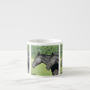 Tasse Expresso Têtes de cheval noir Wrap en carrelage de prairie