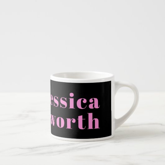 Tasse Expresso Texte éditable rétro-moderne | Noir et rose (Droite)