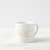 Tasse Expresso Texte personnalisable simple et élégant | Or et bl (Devant droit)