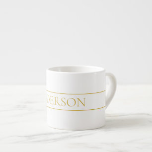 Tasse Expresso Texte simple élégant personnalisable Or et blanc