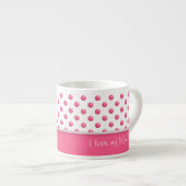 Tasse Expresso Texture rose de pois abstrait. Texte (Devant droit)