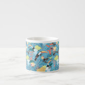 Tasse Expresso Texture tropicale avec des toucans et des colibris (Devant)