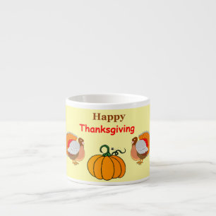 Tasse Expresso Thanksgiving citrouille et dinde
