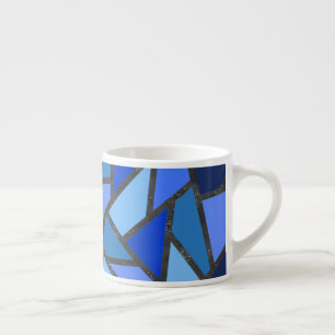 Tasse Expresso Tons de motif en vitrail bleu