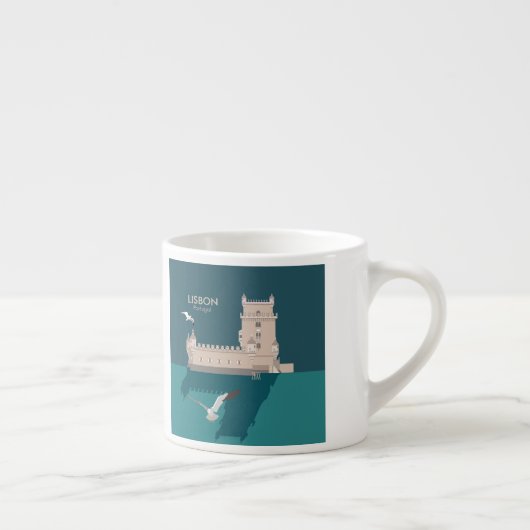 Tasse Expresso Tour de Belem de Lisbonne dans le style poster vin (Droite)