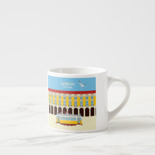 Tasse Expresso Tramway jaune de Lisbonne style vintage