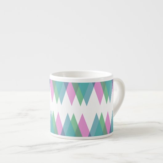 Tasse Expresso Triangles rose et vert (Devant droit)