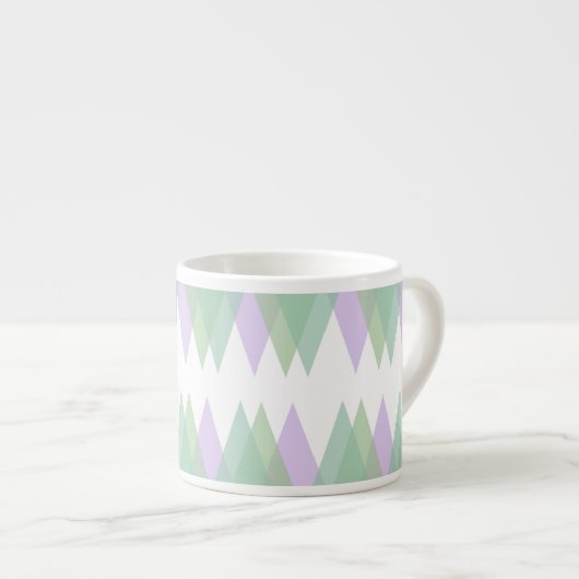 Tasse Expresso Triangles vert et lilas (Devant droit)