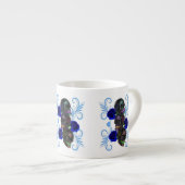 Tasse Expresso Triple Jour Noir Des Crânes Morts Roses Bleus (Devant droit)