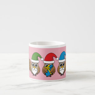 Tasse Expresso Trois chouettes naines de Noël amusantes