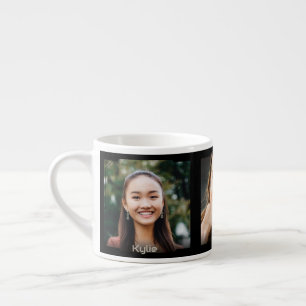 Tasse Expresso Trois photos et nom, cadre Sci-Fi noir