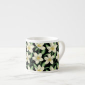 Tasse Expresso Tropical continu motif fleurs blanches feuille ver (Devant droit)